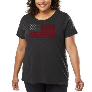 LA Pop Art Women's Word Art T-shirt - USA Flag - 1 of 4