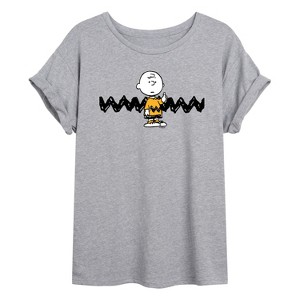Women's - Peanuts - Charlie Brown Oversized Graphic T-Shirt - 1 of 4