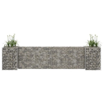 vidaXL Gabion Planter Silver Steel wire 102.4 x 15.7 x 15.7 in