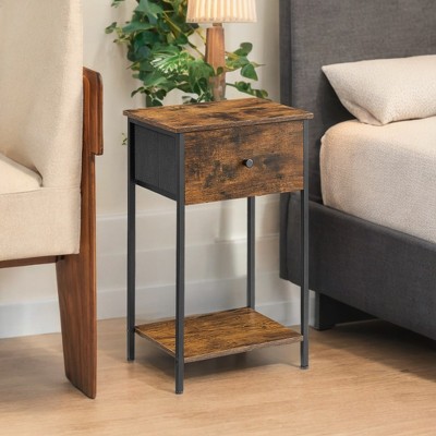 24-Inch Tall Nightstand with Fabric Drawer - Versatile Side Table for Bedroom and Living Room