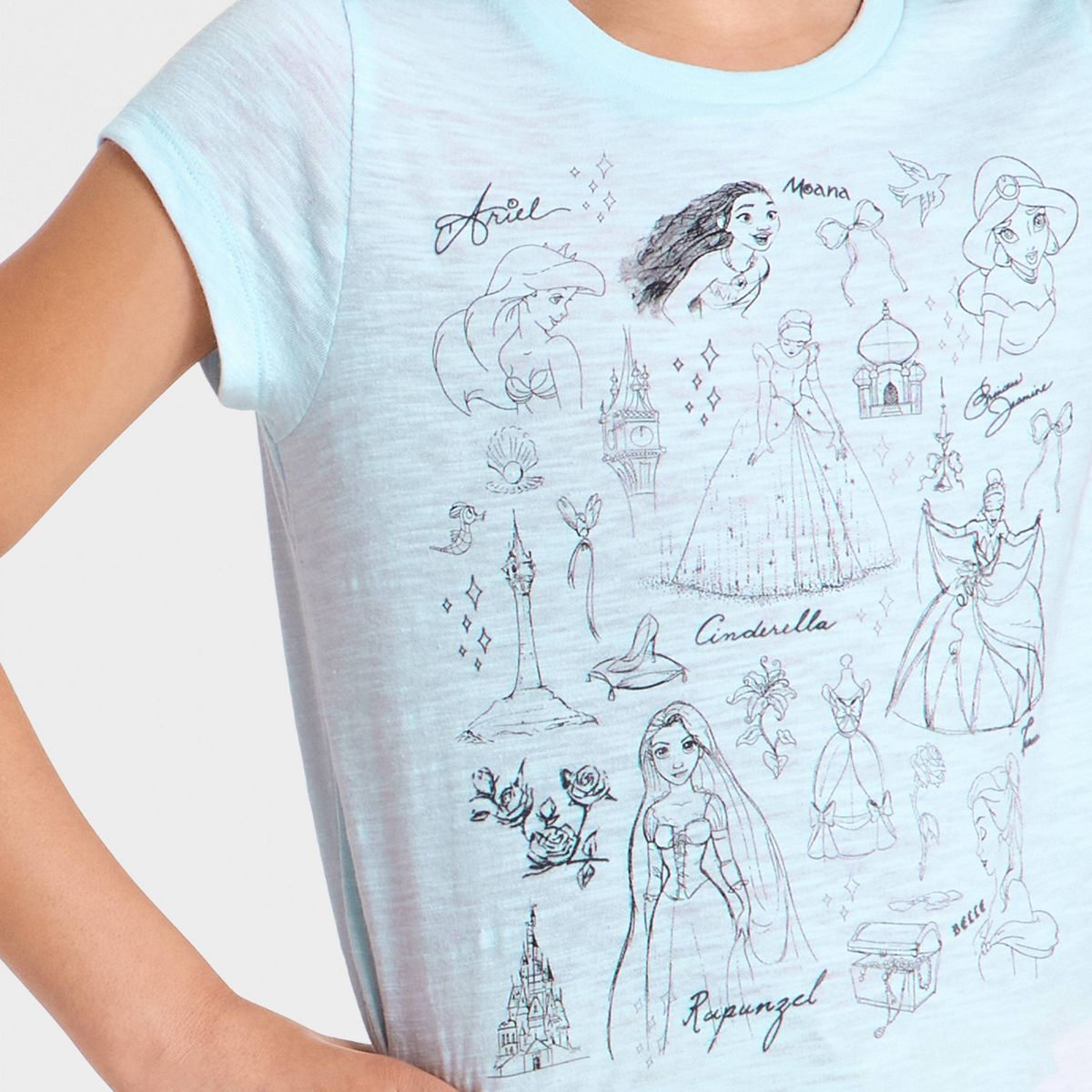 Girls' Disney Princess Heritage Short Sleeve Graphic T-Shirt - Light Blue - thumbnail 2