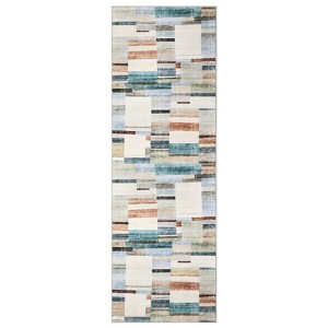 Washable Modern Geometric Patchwork Print Living Room Rugs, Soft Ultra Thin Non Slip Bedroom Carpet for Dining Room Home Office - 1 of 4