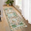 Washable Vintage Indoor Soft Non Slip Distressed Floral Print Area Rug - 2 of 4