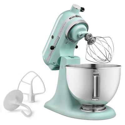 Ice Blue Stainless Steel Tilt-Head Kitchen Machine with 10 Speeds