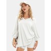 EXLURA Summer 3/4 Length Sleeve Womens Tops Casual Loose V Neck Tunic Tops Oversize T Shirts Solid Basic Tees Blouses 2025 - 4 of 4
