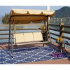 Kozyard Belle 3-Seater Outdoor Patio Glider Swing featuring a Durable, Weather-Resistant Powder-Coated Steel Frame and Comfortable Textilene Seats - 2 of 4