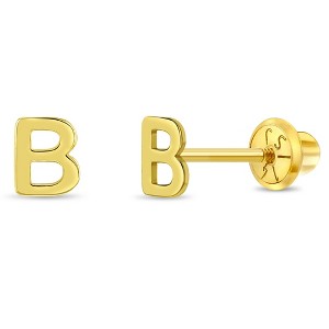 Girls' Itsy Bitsy Initial Letter Screw Back 14k Gold Earrings - In Season Jewelry - 1 of 4