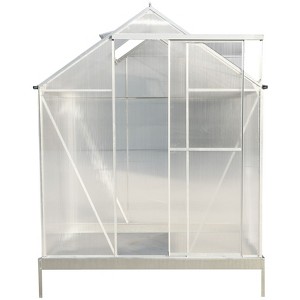 NicBex 6.3'*4.2'*7' Durable Polycarbonate Greenhouse Walk-in Greenhouse Kit with Rain Gutter, Ventilation for Backyard, Lawn, Silver - 1 of 4