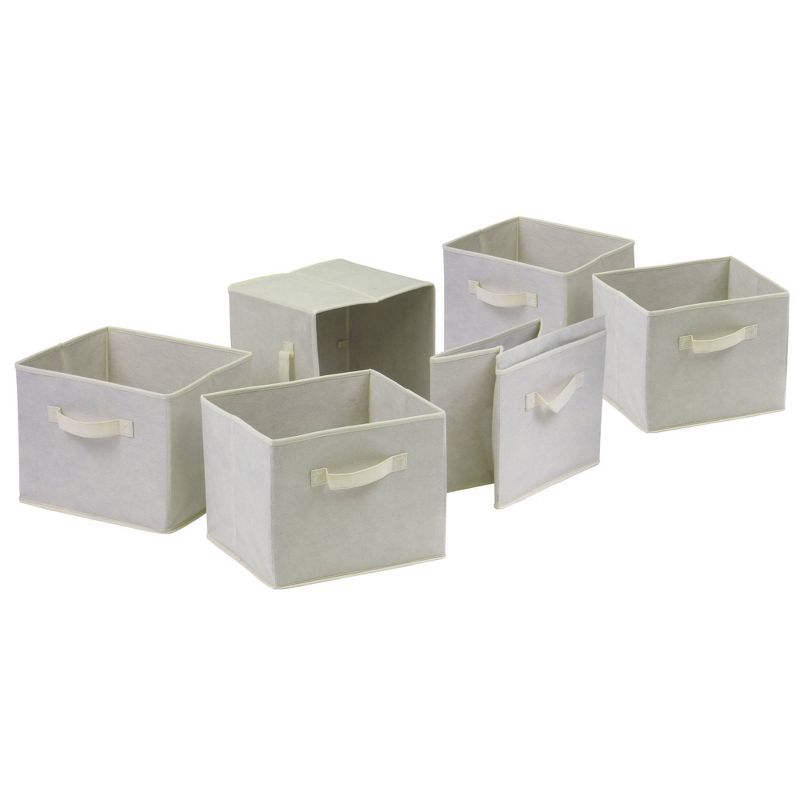 7pc Capri Set Storage Shelf with Folding Fabric Baskets Espresso Brown/White - Winsome, 4 of 5