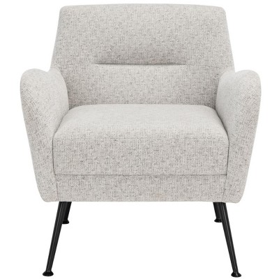 Tilbrook Mid-Century Light Grey Plush Armchair with Black Legs