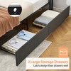 King Size Bed Frame with 2 Storage Drawers, Linen Upholstered Platform Bed Frame with Storage Headboard and Charging Station,Gray - 4 of 4
