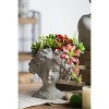 Gulches 11 Inch Gray Greek - Style Cement Head Planter for Indoor & Outdoor Garden Decor - 2 of 4