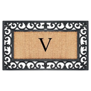 A1HC Natural Rubber & Coir 18x30, Monogrammed Doormat For Outdoor Entrance, Anti-Shed Treated Mat - 1 of 4