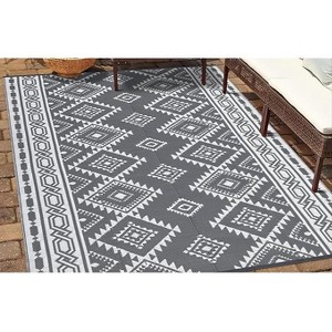 Coucheta Reversible Plastic Straw Rug Collection - Modern Outdoor Mats for Patio, RV & Beach, Multiple Sizes & Colors - 1 of 4