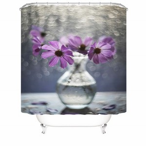 Purple Flower Vase Shower Curtains for Bathroom Waterproof Fabric Bath Curtain Durable Soft Stylish Bathroom Decor 72x72 Inch - 1 of 1