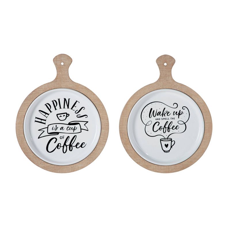 Farmhouse Metal Coffee Sign Wall Decor Set of 2 White - Olivia &#38; May, 1 of 5