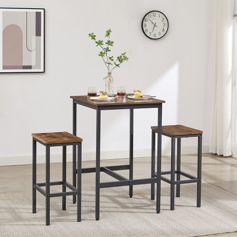 Nicbex Dining Table Set For 2 Bar Table And Chairs Set Square Bar Table With Stools For Kitchen Breakfast Room Small Space Rustic Brown Target