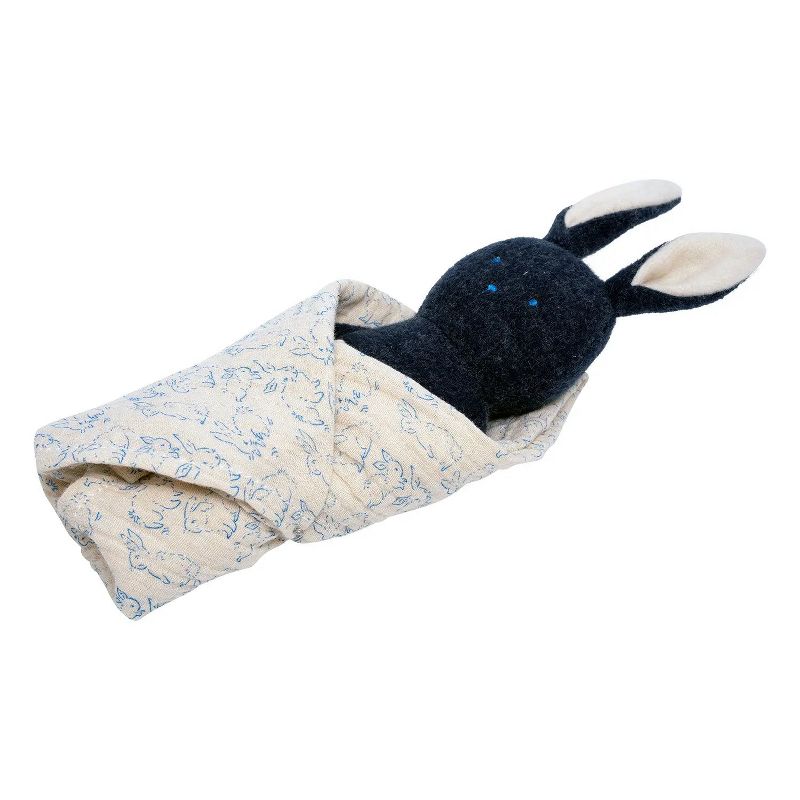Manhattan Toy Embroidered Plush Bunny Baby Rattle + Soft Cotton Burp Cloth, 16 x 16 Inches, 4 of 9