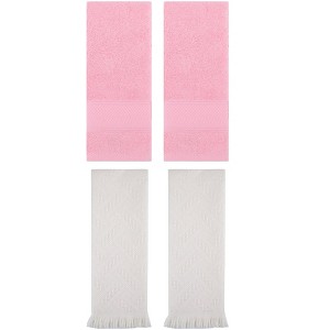REGALWOVEN 4 Pcs Bathroom Decorative Cotton Soft Absorbent Sold Striped Hand Towel - 1 of 4