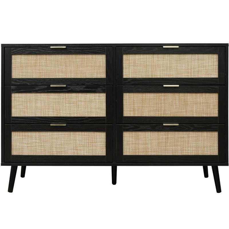 46.66" 6-Drawer Rattan Storage Cabinet for Living Room and Bedroom - ModernLuxe, 5 of 13