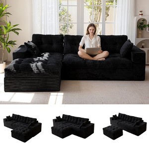 MAXYOYO L-Shaped Sectional Sofa with Convertible Ottoman, Cloud Boneless Modular Couch - 1 of 4