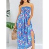 LA LEELA Women's House Daily Routine Evening Wear Boho Maxi Casual Dress Top Evening Long Tube Casual Dresses for Women One Size Blue, Geometric - 4 of 4