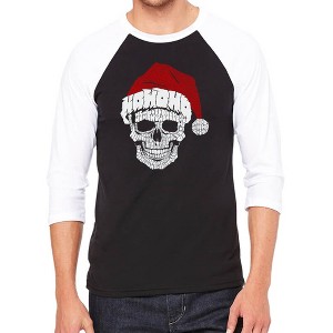 LA Pop Art Santa Skull - Men's Raglan Baseball Word Art T-Shirt - 1 of 4