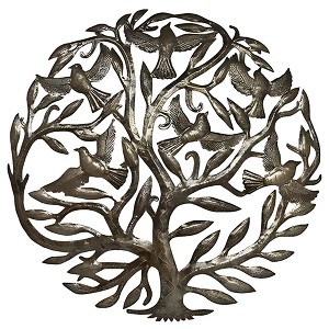Slickblue Stunning 24-Inch Tree of Life Birds Metal Art, Lacquered Steel for Indoor/Outdoor Display - 1 of 3