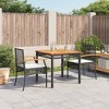 vidaXL 3 Piece Patio Dining Set with Cushions Black Poly Rattan - 2 of 4