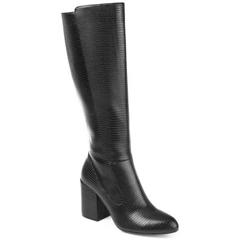 Journee Collection Womens Tavia Tru Comfort Foam Wide Calf Block Heel Knee High Boots Black 12 Target