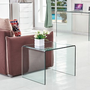 MAYEERTY Transparent End Table,Tempered Clear Bent Glass SideTable - 1 of 4