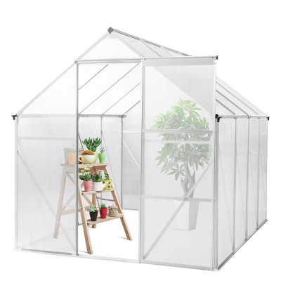 SEVOBAL Greenhouse with Twin-Wall PC Panels Sliding Door Roof Vent Quick-Assembly UV Protection Walk-in Greenhouse for Plants, Clear, 189"*32.5"*80"