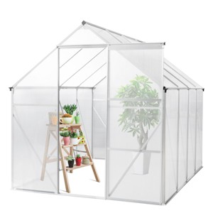 SEVOBAL Greenhouse with Twin-Wall PC Panels Sliding Door Roof Vent Quick-Assembly UV Protection Walk-in Greenhouse for Plants, Clear, 189"*32.5"*80" - 1 of 4