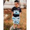 Little Kid Shorts Sets Kids Summer Beach Outfit  Pulm Leaves Pattren Short Sleeve Shirt Top with Shorts Suits - 3 of 4