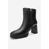 NAPOLI - Black Leather Block Heel Boot (Women) black cilt 9 Forever & Always Shoes US - 4 of 4