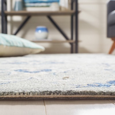 Handmade Tufted Wool Rectangular Rug 4' x 6' in Blue