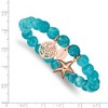 Chisel Stainless Steel Antiqued and Polished Rose IP-plated Starfish and Tree of Life 8mm Aqua Dyed Jade Beaded Stretch Bracelet - 4 of 4