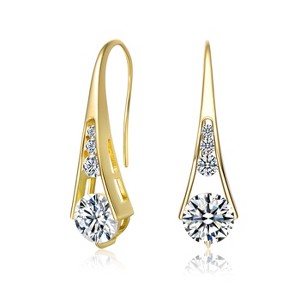Guili Sterling Silver Earrings with Heart-Shaped Colored Cubic Zirconia and 14K Gold Plating, Adding a Touch of Sparkle and Sophisticated Elegance - 1 of 3