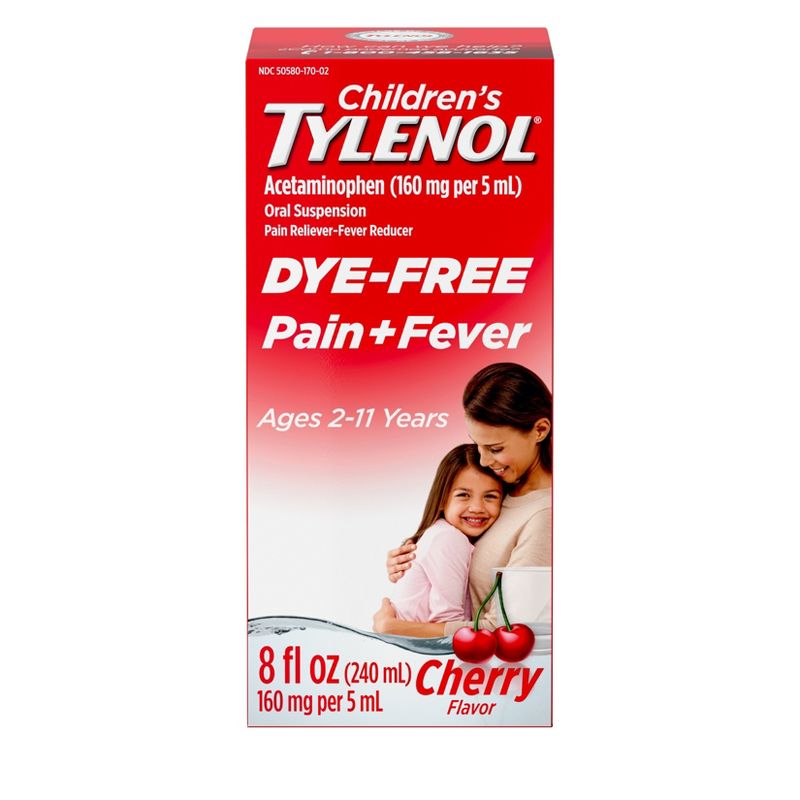 Tylenol Children&#39;s Acetaminophen Dye-Free Pain Relieving Liquid - Cherry - 8 fl oz, 1 of 10