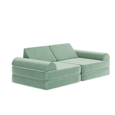 Sage Velvet Six-Piece Modular Kids Play Couch