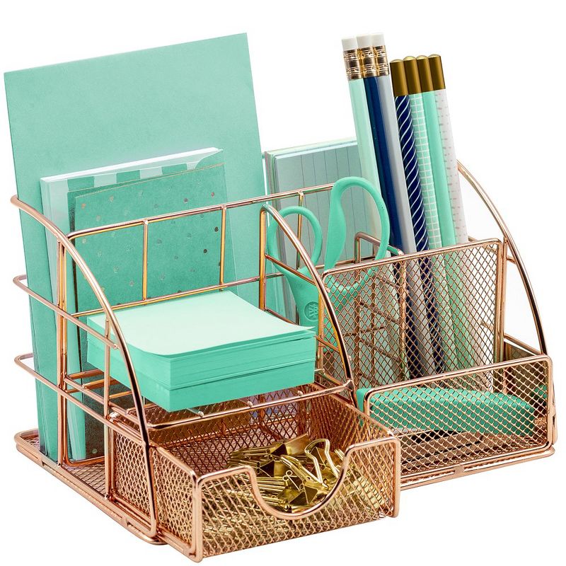 Sorbus Desk Organizer, All-in-One Stylish Mesh Desktop Caddy Includes Pen/Pencil Holder, Mail Organizer, and Sliding Drawer, Great for Home or Office, 1 of 11