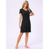INSPIRE CHIC Women's Short Sleeve Button Down Crewneck Night Dress - 3 of 4