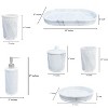 Home Mart Goods 6 Piece Grey Beige White Marble Design Textured Bathroom Accessories Set - 2 of 4