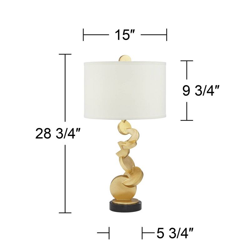 Possini Euro Design Modern Table Lamp 28 3/4" Tall Gold Sculptural Frame White Drum Shade for Living Room Bedroom House Nightstand, 4 of 10
