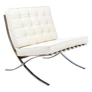 LeisureMod Bellefonte Pavilion Chair - Stainless Steel Frame Accent Chair, Italian Leather Cushions for Living Rooms, Offices, and Lounges - 1 of 4