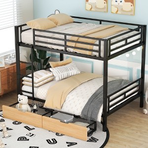 PAGED Twin Size Loft Bed Modern Metal Bed Frame with Desk, Guardrail and Stairs for Bedroom, No Spring Box Required - 1 of 4
