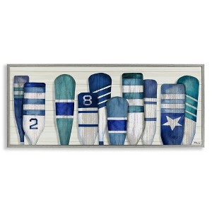 Stupell Industries Port Oars Nautical Blue Patterns Framed Giclee Art - 1 of 4