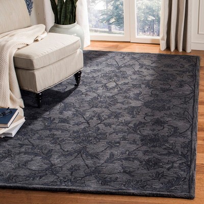 Handmade Gray Wool Persian Floral 4' x 6' Area Rug
