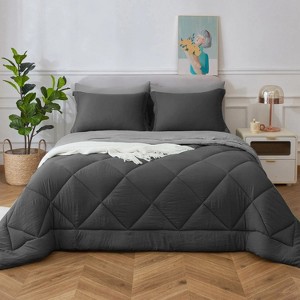 BAGOKIE 7PCS Reversible Microfiber Comforter set Bed in a Bag with Sheets - 1 of 4