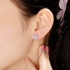 Guili Circle Glow Classic Rhodium Plated Sterling Silver Round Stud Earrings with clear Cubic Zirconia stones for everyday timeless sparkle - 2 of 4
